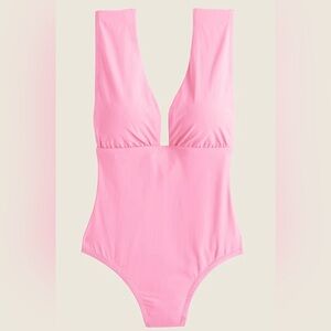 J. Crew Pink Plunge V-neck One-Piece Swimsuit